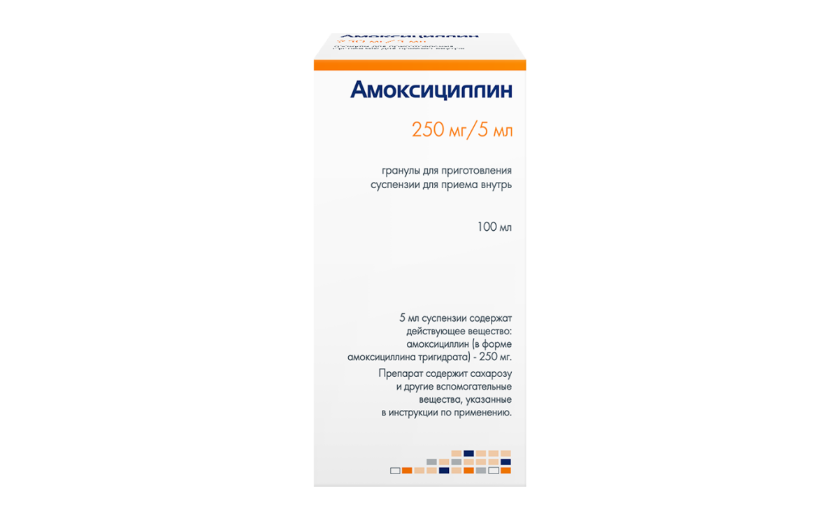 Новая упаковка! Амоксициллин суспензия 250 мг/5 мл